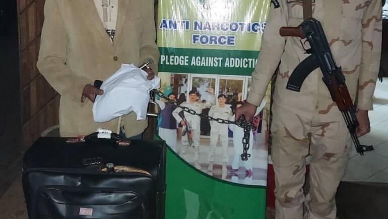 Anti Narcotics Force (ANF) at Bacha Khan International Airport (BKIAP) seized Cocaine