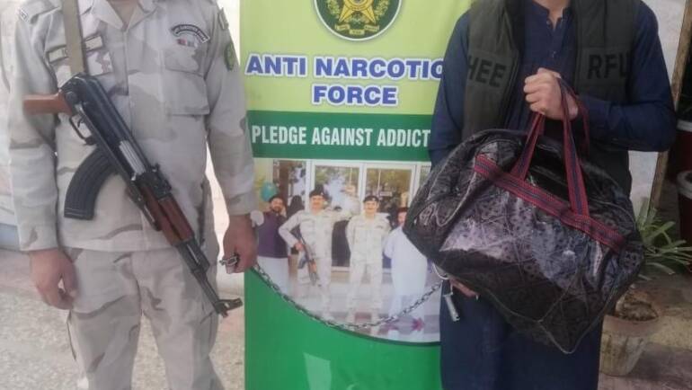 Anti Narcotics Force (ANF) Peshawar conducted an Intelligence based operation and recovered 9.600 KGs of Hashish