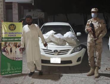 Anti Narcotics Force (ANF) Peshawar, intercepted a Toyota Corolla car and recovered 96 Kg’s of Hashish and 48 Kg’s of Opium